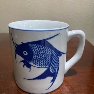 Vintage, Asian Porcelain Mug with a Koi Carp Fish Design